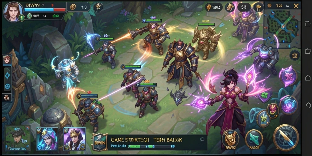 Tangkapan layar utama gameplay <strong>BIWIN</strong> menunjukkan pertempuran strategis yang mendebarkan.