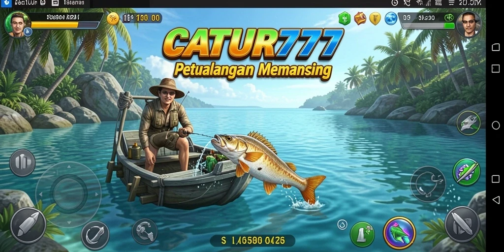Tampilan gameplay CATUR777 yang mendebarkan saat memancing ikan.