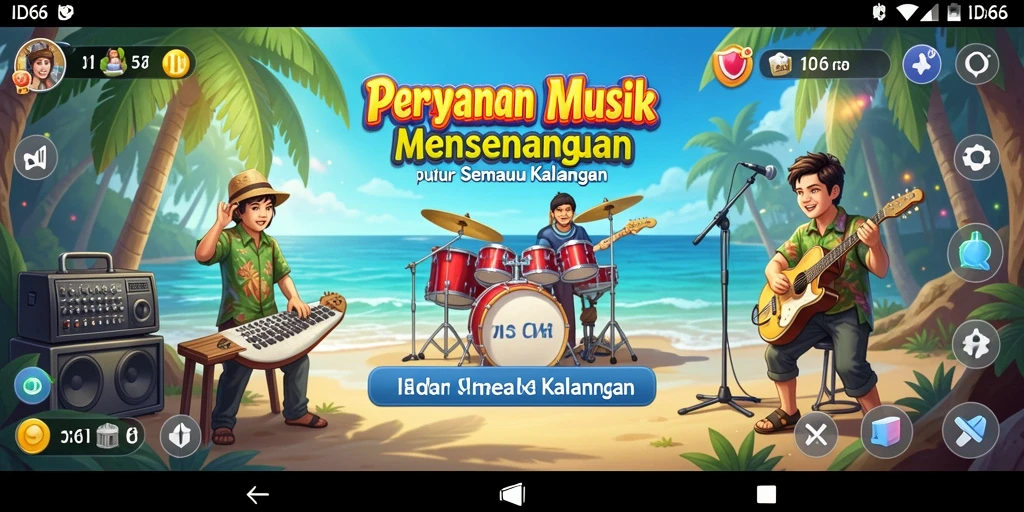 Tampilan gameplay ID66 dengan berbagai tantangan musik yang memikat.