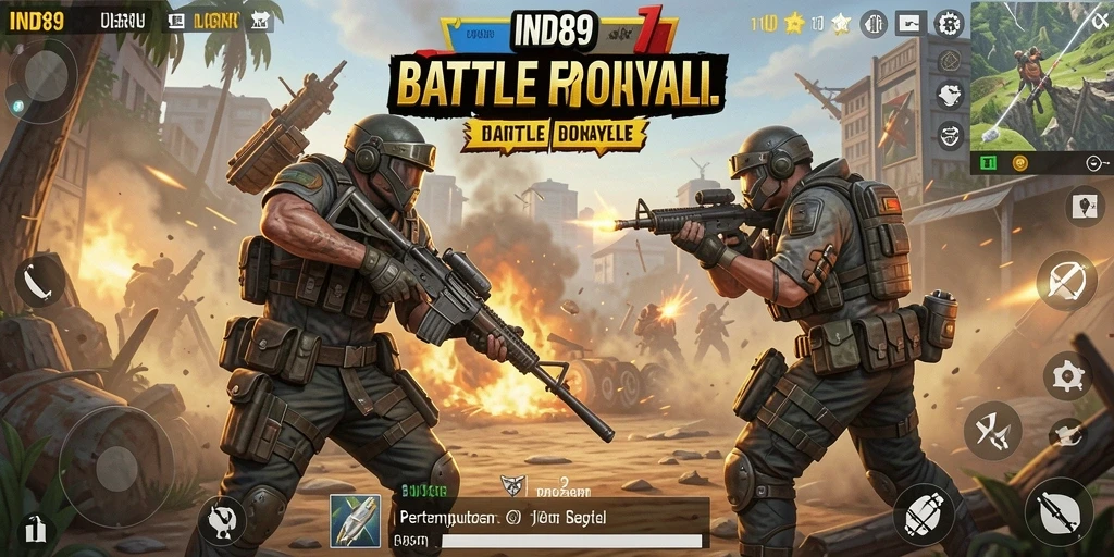 Tampilan menarik gameplay Battle Royale IND89 yang intens.
