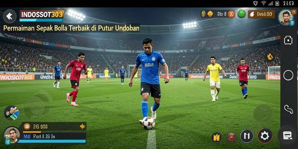 Tampilan gameplay yang mengesankan dalam <strong>INDOSLOT303</strong>, penuh aksi sepak bola.