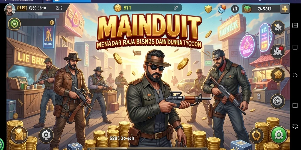 Tampilan gameplay <strong>MAINDUIT</strong> dengan manajemen bisnis yang menarik.