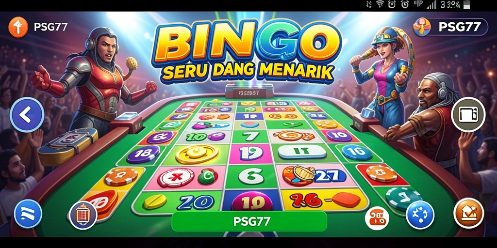 Screenshot gameplay Bingo PSG77 menampilkan momen seru dengan banyak pemain.