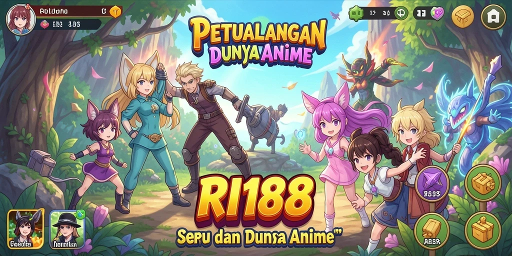 Tampilan menarik gameplay RI188 dengan karakter anime yang hidup.