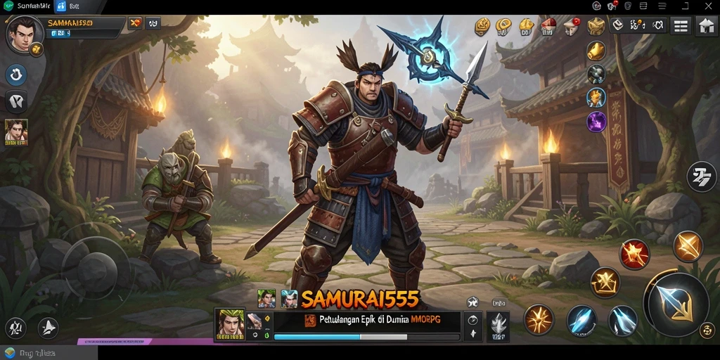 Tampilan gameplay mendebarkan dari SAMURAI555 dalam petualangan MMORPG.