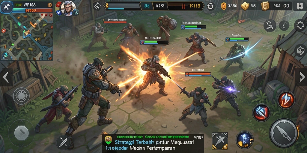 Screenshot gameplay menunjukkan aksi strategi yang mendebarkan.